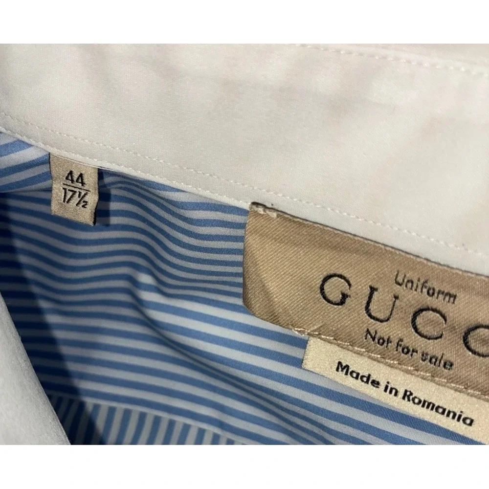 Gucci Shirt Men's 17.5 Blue Striped‎ And Vest 3XL Navy Wool Uniform Slim Fit NEW